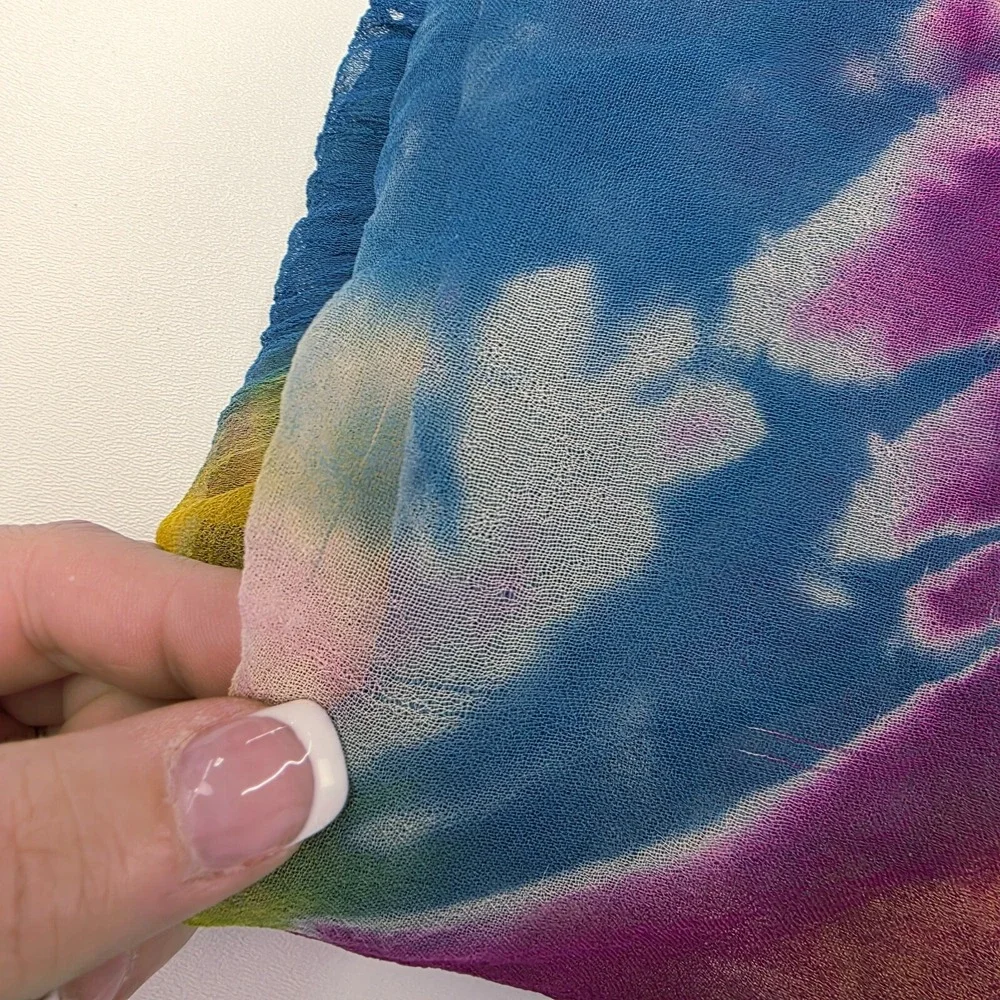 Womens Colorful Tie Dye Scarf Wrap Multicolor Rectangle Bohemian Festival Bright